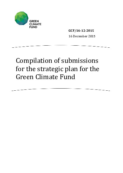 Document cover for Compilation of submissions for the strategic plan for the Green Climate Fund