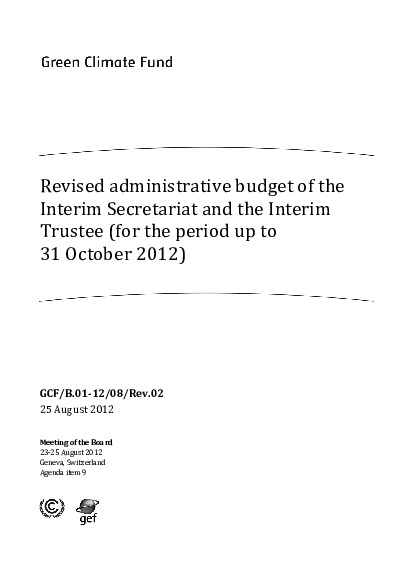 Document cover for Revised Administrative Budget of the Interim Secretariat and the Interim Trustee
