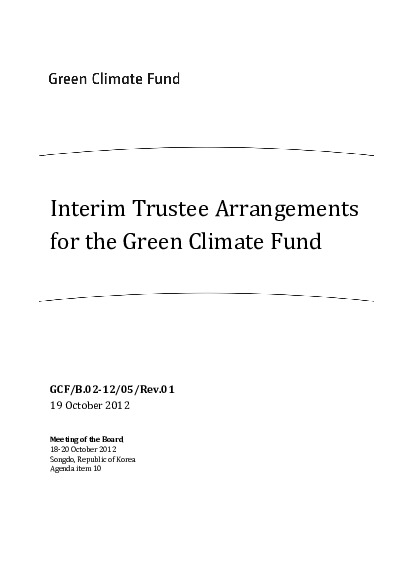 Document cover for Interim Trustee Arrangements for the Green Climate Fund - Revision