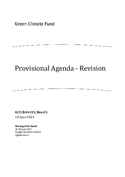 Document cover for Provisional Agenda - Revision