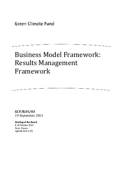 Document cover for Business Model Framework: Results Management Framework