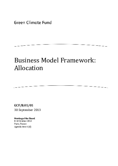Document cover for Business Model Framework: Allocation
