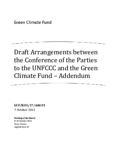 Document cover for Draft Arrangements between the COP and the Fund - Addendum