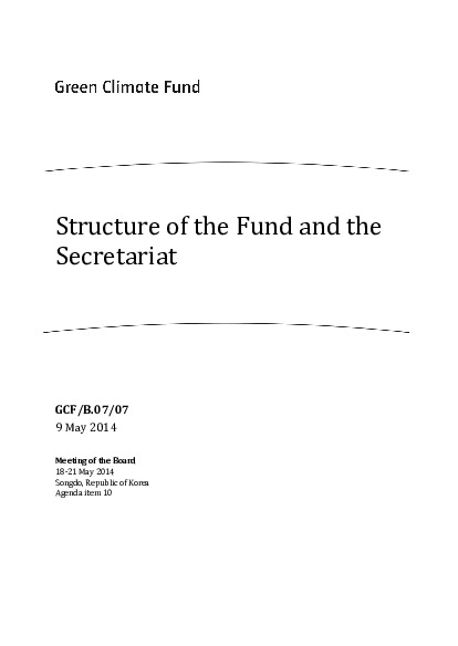 Document cover for Structure of the Fund