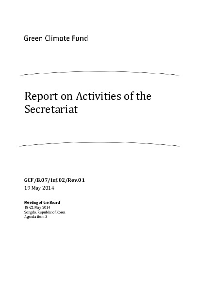 Document cover for Report on Activities of the Secretariat - Revision