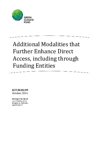 Document cover for Additional Modelities That Further Enhance Direct Access, Including Through Funding Entities