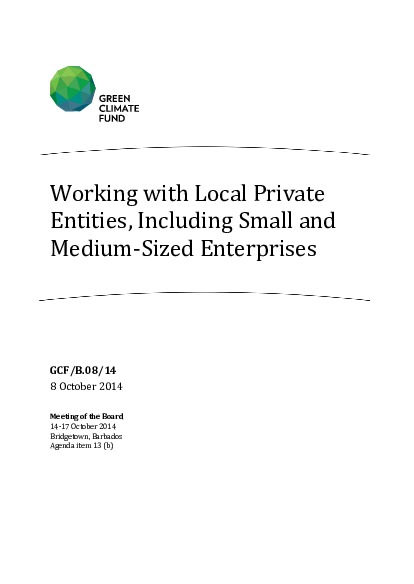 Document cover for Working with Local Private Entities, Including Small and Medium-Sized Enterprises
