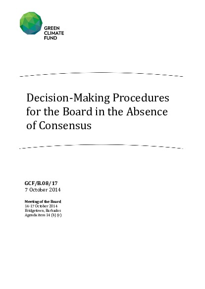 Document cover for Decision-Making Procedures for the Board in the Absence of Consensus