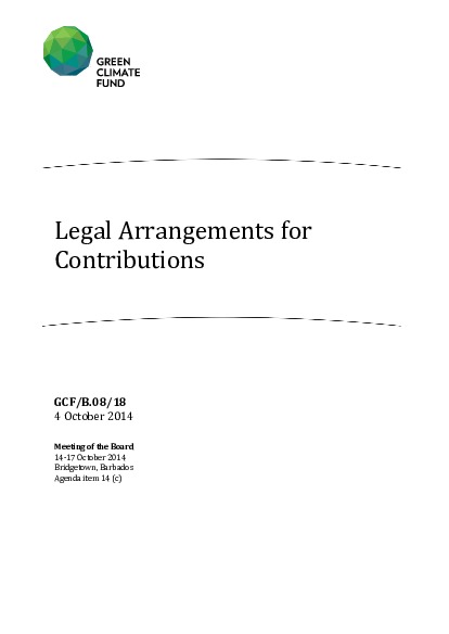 Document cover for Legal Arrangements for Contributions