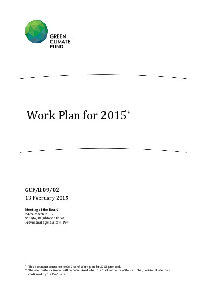 Document cover for Work Plan 2015