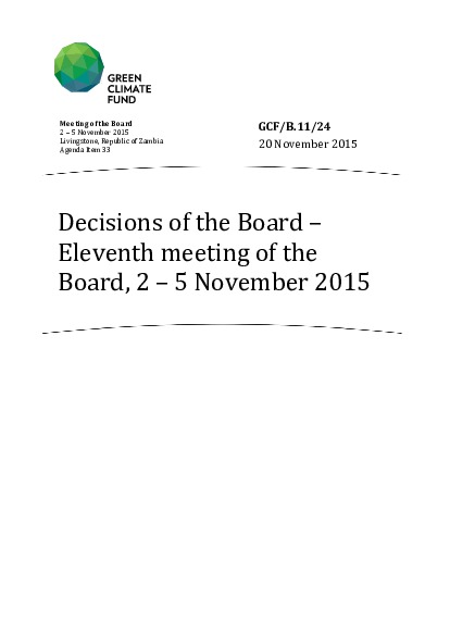 Document cover for Decisions of the Board – Eleventh meeting of the Board, 2 – 5 November 2015