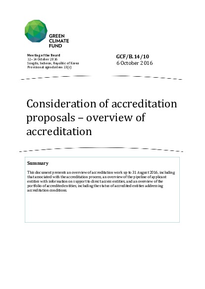Document cover for Consideration of accreditation proposals – overview of accreditation