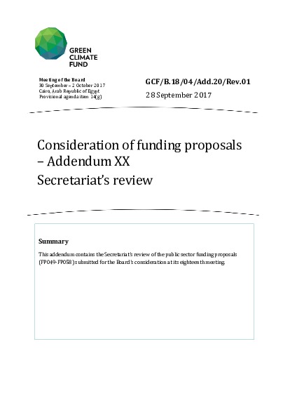 Document cover for Consideration of funding proposals - Addendum XX: Secretariat's review
