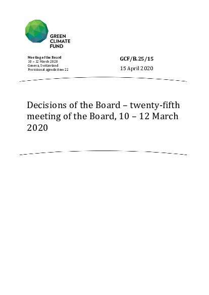 Document cover for Decisions of the Board – twenty-fifth meeting of the Board, 10 – 12 March 2020 
