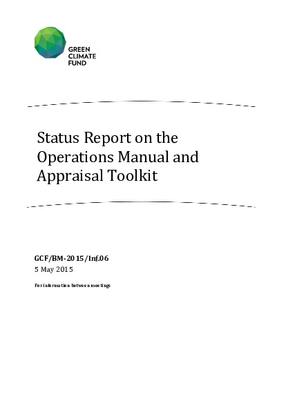 Document cover for Status Report on the Operations Manual and Appraisal Toolkit