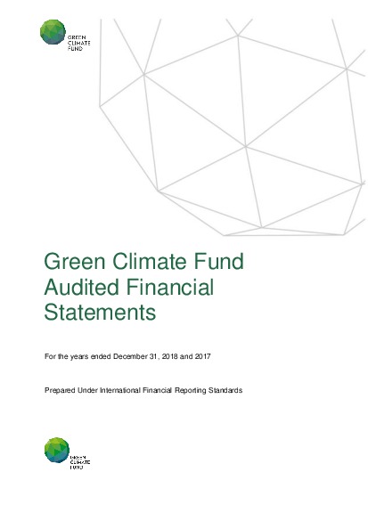 Document cover for GCF audited financial statements for the years ending December 31, 2018 and 2017