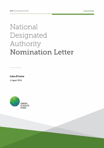 Document cover for NDA nomination letter for Côte d'Ivoire