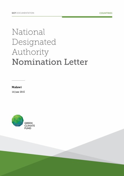 Document cover for NDA nomination letter for Malawi