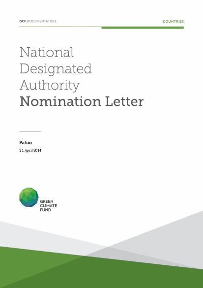Document cover for NDA nomination letter for Palau