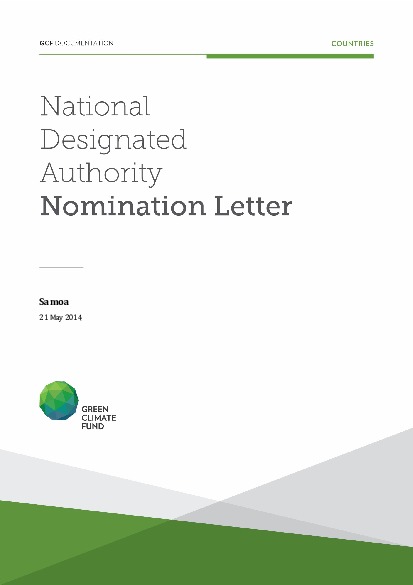 Document cover for NDA nomination letter for Samoa