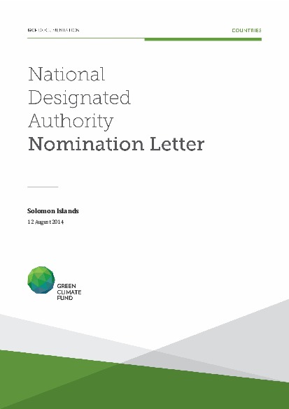 Document cover for NDA nomination letter for Solomon Islands