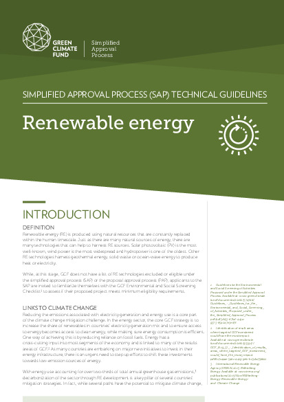 Document cover for SAP Technical Guidelines: Renewable energy