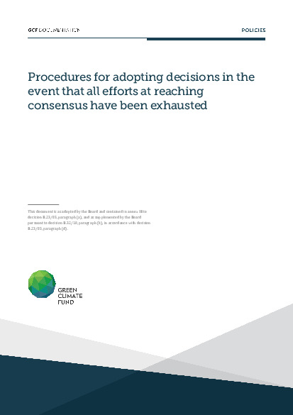 Document cover for  Procedures for adopting decisions in the event that all efforts at reaching consensus have been exhausted
