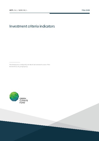 Document cover for Investment criteria indicators