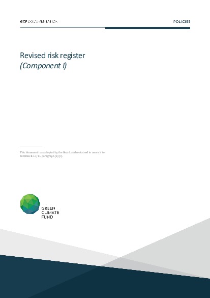 Document cover for Revised risk register (Component I)