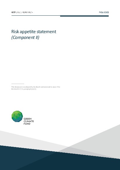 Document cover for Risk appetite statement (Component II)