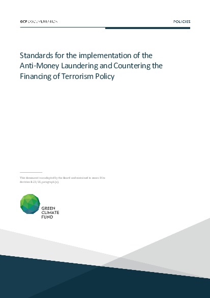 Document cover for Standards for the implementation of the Anti-Money Laundering and Countering the Financing of Terrorism policy