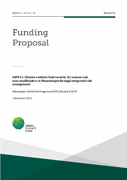 Document cover for Climate-resilient food security for women and men smallholders in Mozambique through integrated risk management