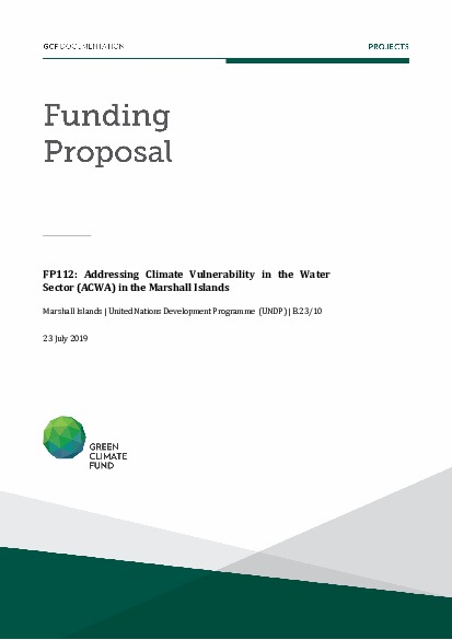 Document cover for Addressing Climate Vulnerability in the Water Sector (ACWA) in the Marshall Islands