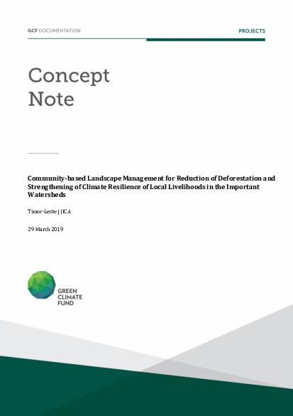 Document cover for Community-based Landscape Management for Reduction of Deforestation and Strengthening of Climate Resilience of Local Livelihoods in the Important Watersheds