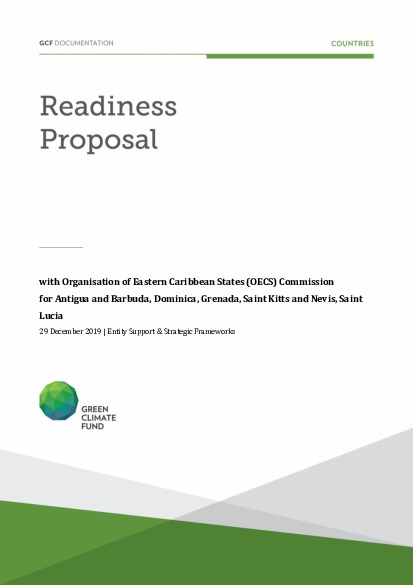 Document cover for Strategic frameworks and entity support for Antigua and Barbuda, Dominica, Grenada, Saint Kitts and Nevis, Saint Lucia through OECS Commission