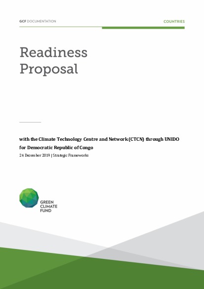 Document cover for Technical guidance and support to conduct a technology needs assessment and a technology action plan for the Democratic Republic of Congo