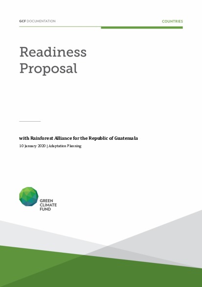 Document cover for Adaptation planning support for Guatemala through Rainforest Alliance