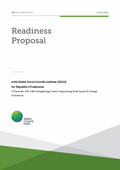 Document cover for NDA strengthening, country programming, strategic frameworks and entity support for Indonesia through GGGI