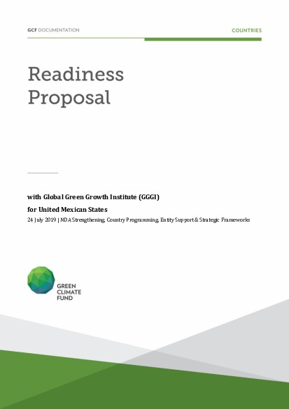 Document cover for NDA strengthening, country programming, strategic frameworks and entity support for Mexico through GGGI