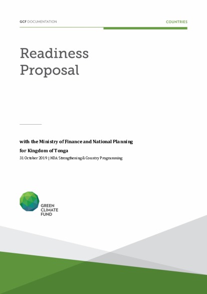 Document cover for NDA strengthening and country programming support for Tonga through MFNP (Phase 2)