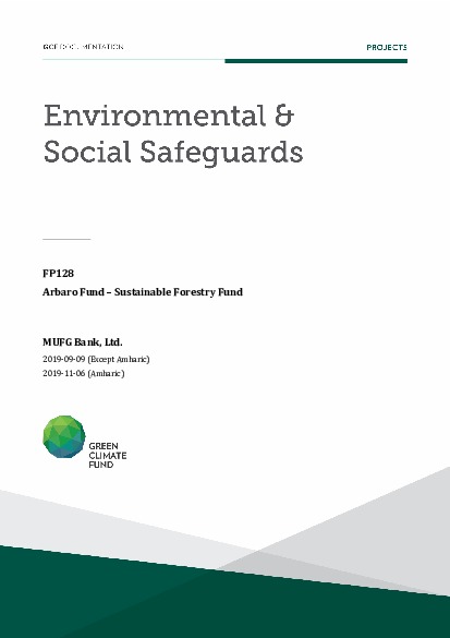 Document cover for Environmental and social safeguards (ESS) report for FP128: Arbaro Fund - Sustainable Forestry Fund