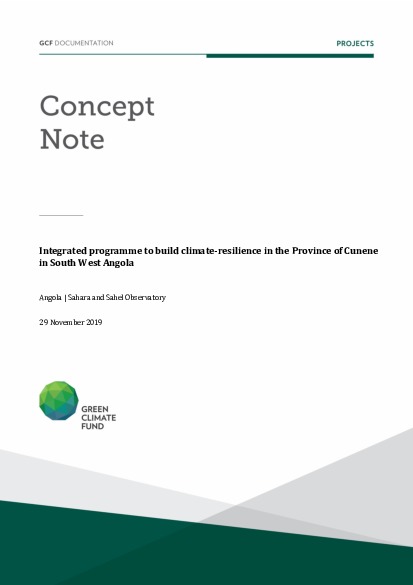 Document cover for Integrated programme to build climate-resilience in the Province of Cunene in South West Angola