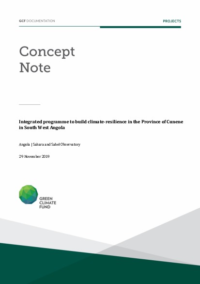 Download Integrated programme to build climate-resilience in the Province of Cunene in South West Angola Document cover for Integrated programme to build climate-resilience in the Province of Cunene in South West Angola