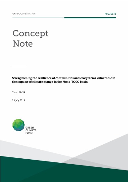 Document cover for Strengthening the resilience of communities and ecosystems vulnerable to the impacts of climate change in the Mono-TOGO basin