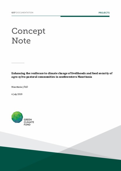 Download Enhancing the resilience to climate change of livelihoods and food security of agro-sylvo-pastoral communities in southwestern Mauritania Document cover for Enhancing the resilience to climate change of livelihoods and food security of agro-sylvo-pastoral communities in southwestern Mauritania