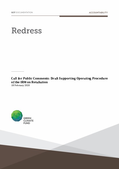 Download Call for public comments: Draft supporting operating procedure of the IRM on retaliation Document cover for Call for public comments: Draft supporting operating procedure of the IRM on retaliation