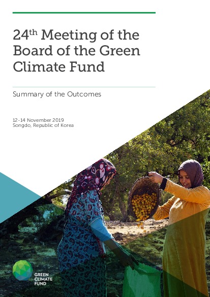 Document cover for Summary of outcomes of the 24th meeting of the GCF Board