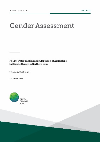 Document cover for Gender assessment for FP119: Water Banking and Adaptation of Agriculture to Climate Change in Northern Gaza