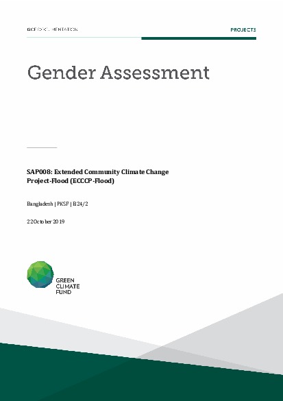 Document cover for Gender assessment for SAP008: Extended Community Climate Change Project-Flood (ECCCP-Flood)