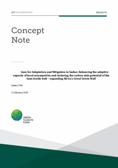 Document cover for Gum for Adaptation and Mitigation in Sudan: Enhancing the adaptive capacity of local communities and restoring the carbon sink potential of the Gum Arabic belt – expanding Africa’s Great Green Wall